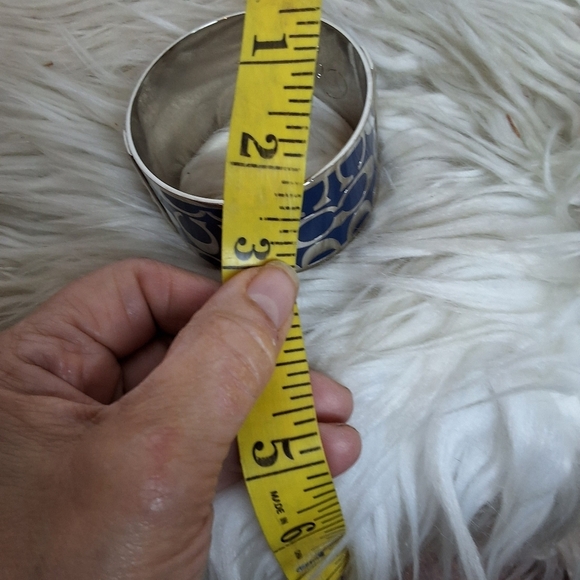 Coach Signature Silver and Blue Wide  Bracelet